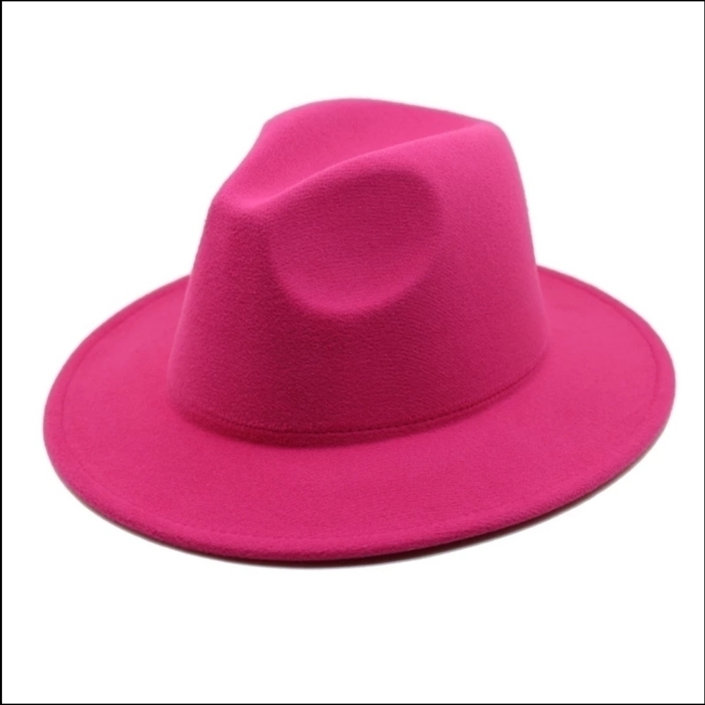 Dark Pink Wide brim Fedora Hat